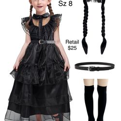 Wednesday Addams Girl Costume Sz 8 Halloween