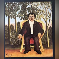 PORTRAIT OF JOSEPH BRUMMER, 1909 Henri Rousseau Fine French Art Print COA 1975 Original Vintage Certificate of Authenticity Antique Italy Printed Col