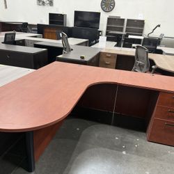 Used Cherry L-Shaped Desk