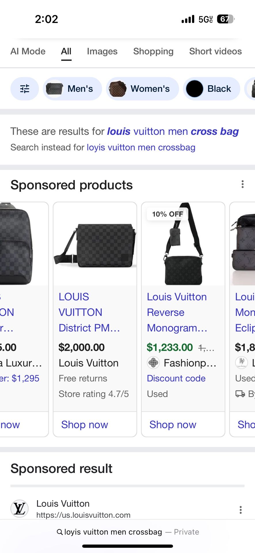 LV Men’s Messenger Bag