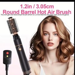 4-in-1 Hair Dryer Brush Blow Dryer Brush Styler - One-Step Round Salon Hair Dryer, Straightener, Curler, Volumizer, Wand Curling Irons, With Multiple 