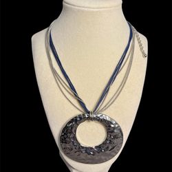 Chico’s Blue & Silver Tone Statement Necklace