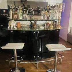 60” Wine Bar With 2 Bar Stools For Sale