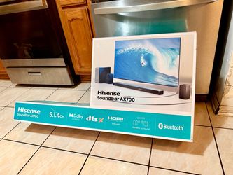 Hisense (AX700) Premium Dolby Atmos Soundbar System ≠ 5.1.4 Ch. Immersive 3D Audio, Rear Speakers