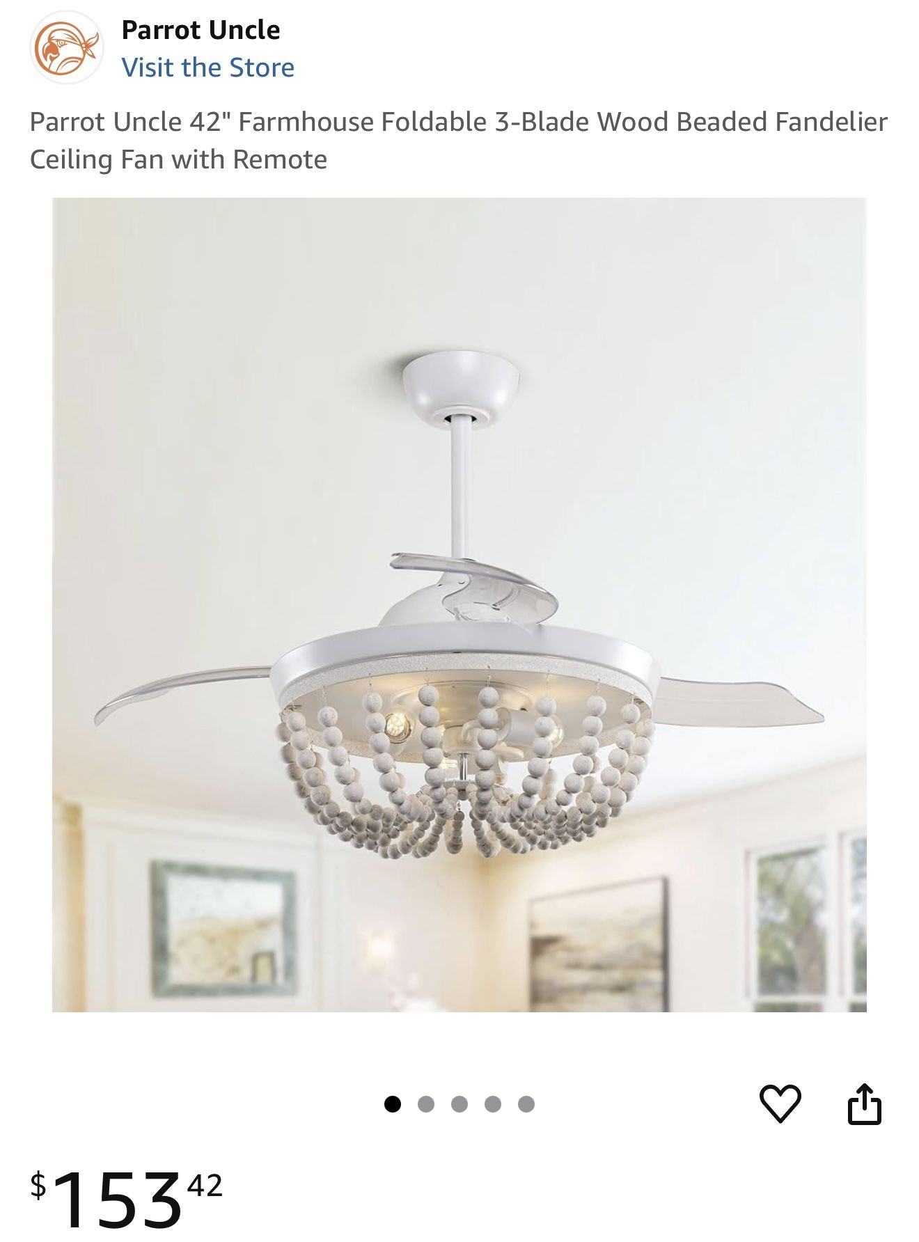 New! IN BOX!! 42” Fandelier(Chandelier With Retractable Fan)