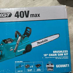Makita XGT 18 in. 40V max Brushless Electric Cordless Battery Chainsaw Kit (5.0Ah)
