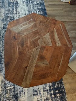Geometric Solid Wood Side Table