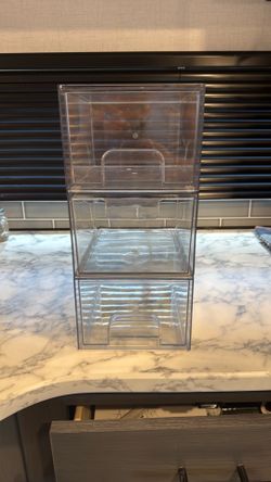 3 clear stackable storage drawers/organizers