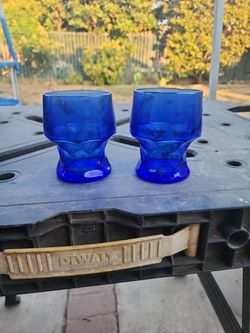 Pair of Blue Glass Short Glasses
Heavy glass
