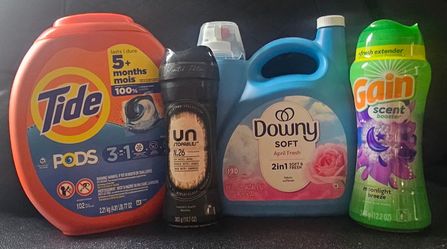 Tide Pods, Downy, Unstopables & Gain Scent Booster Bundle