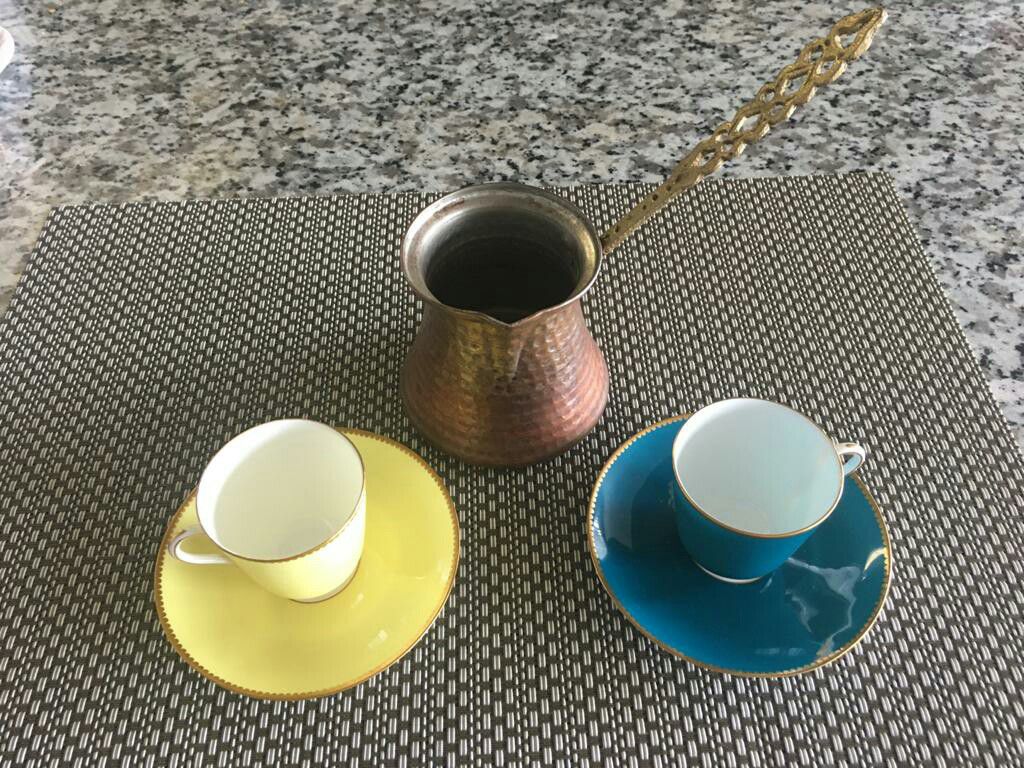 Turkish Coffee, Cupper Pot, and Cups