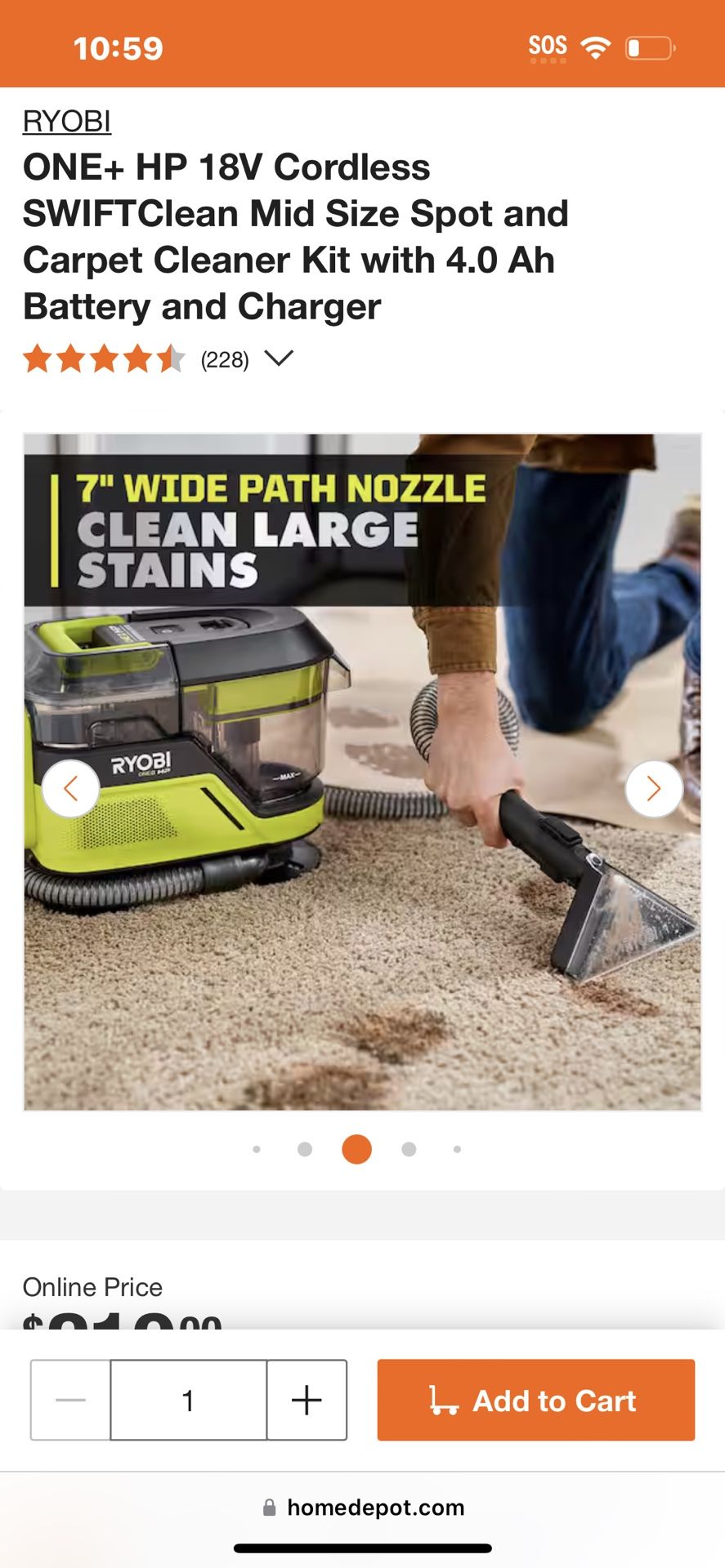 Ryobi Swift Cleaner Vacuum And Shampooing