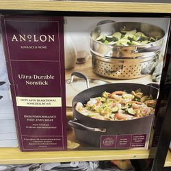 Anolon, Ultra Durable Nonstick 8.5qt Covered Dutch Oven With Multi-purpose Stainless Steel Steamer Insert