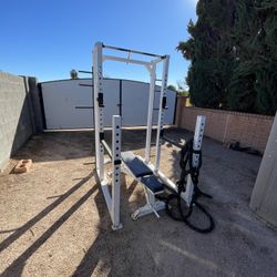 Professional Squat Rack Cage Gym Set With Bench Sorinex Cost Over $3k New 