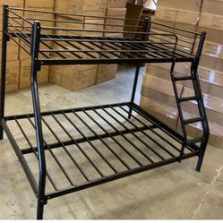 Twin Bed, Full Bed, Twin Full Bunkbed, Twin Full Bunk Bed, Black 
