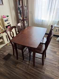 Wood Dining 47” Table Set with 4 Chairs