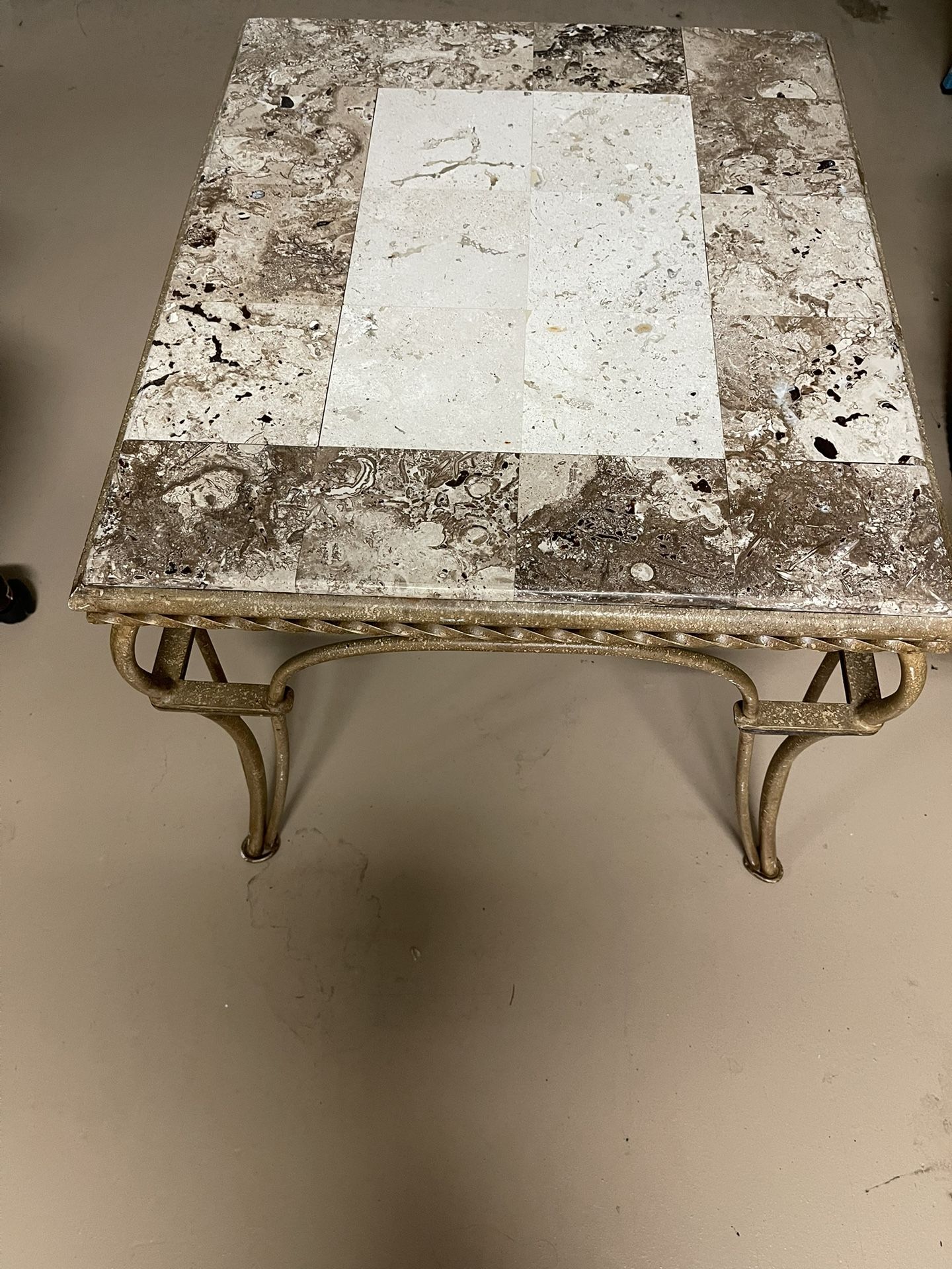 Table Tile Top And Cast Wrought Rod Iron Legs