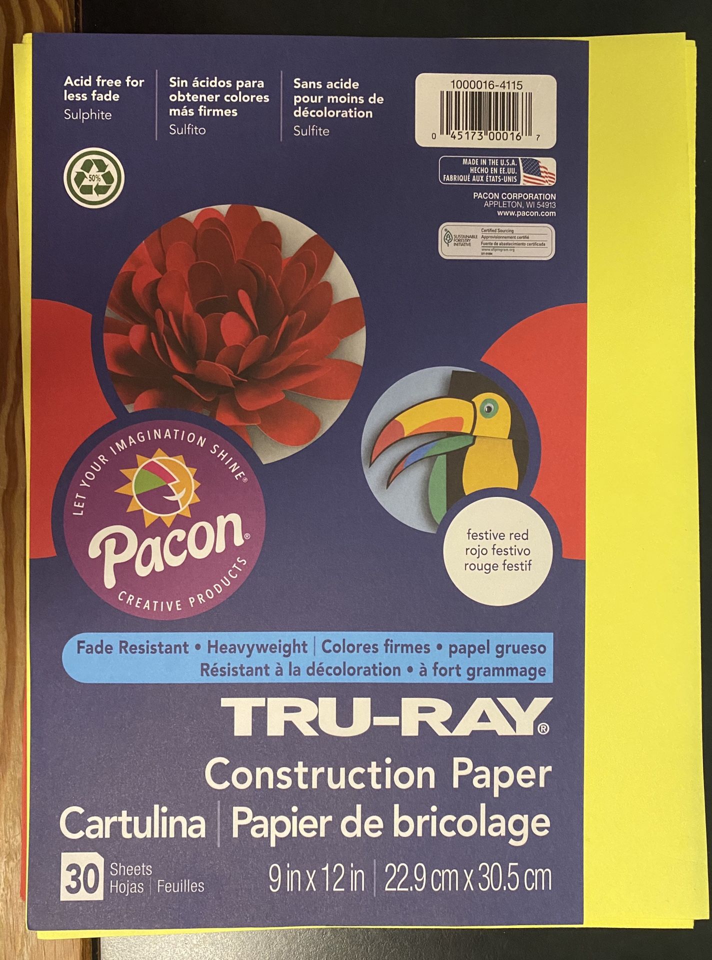 Tru-Ray Construction Paper Festive Red and Yellow