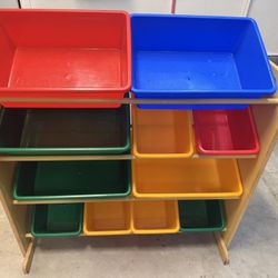 Toy Storage Organizer With Bins 