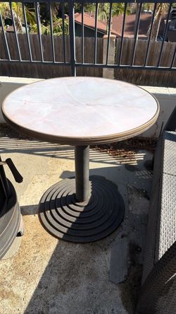 Round Pedestal Bistro Table with faux marble