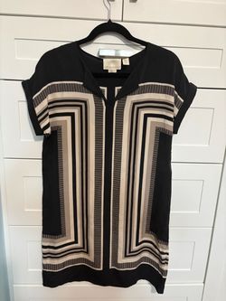 Cynthia Rowley Black & Cream Geometric Shift Mini Dress
