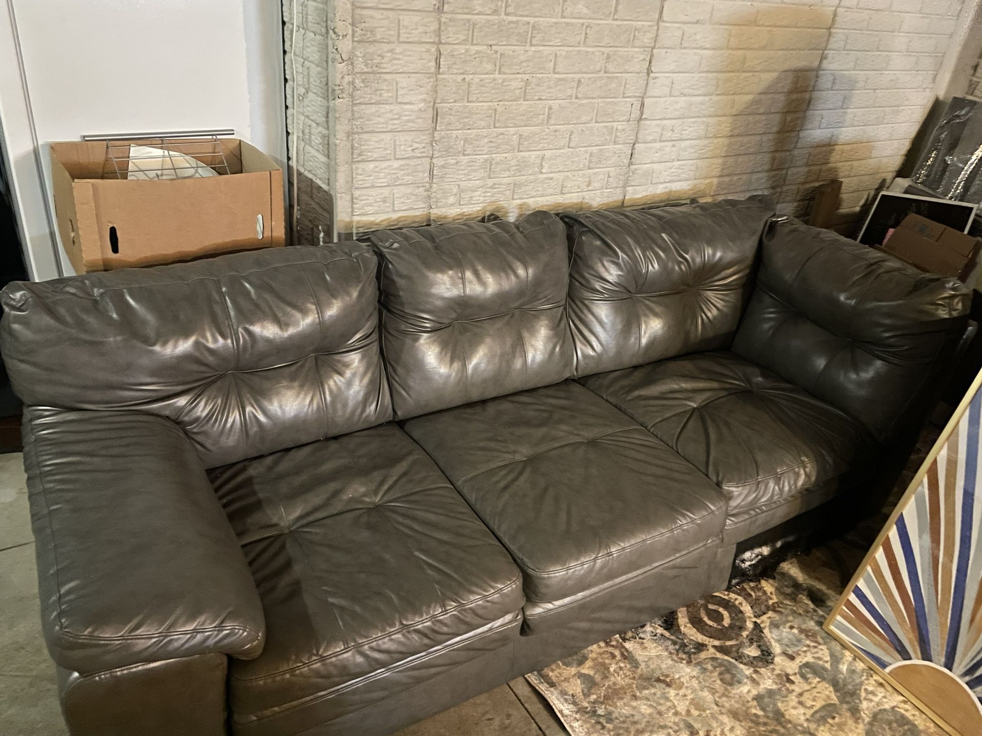 Grey Leather Couch