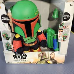 STAR WARS Boba Fett Voice Cloner Feature Plush w/Rocket Launching Exclusive Toy.