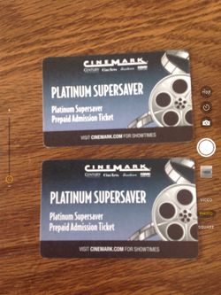 Two Cinemark Platinum Supersaver Prepaid Admission Tickets