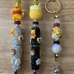 Easter Winnie The Pooh & His Pot Of Hunny Gift Pens & Purse Charm Set