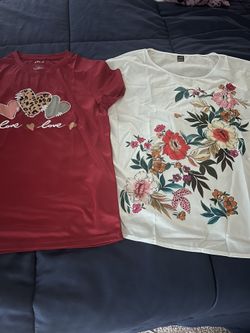 Size large -  T shirt graphic tee  2 pcs From Shein