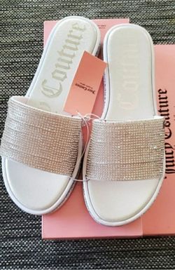 Juicy Couture Silver Rhinestone Women's Slide Sandals