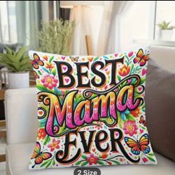 Best Mama Ever Colorful Floral Print pillow COVER