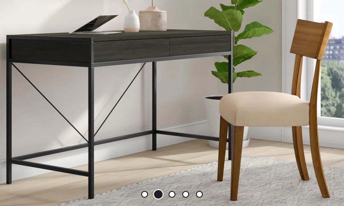 Black Metal Base Computer Desk+ Drawers