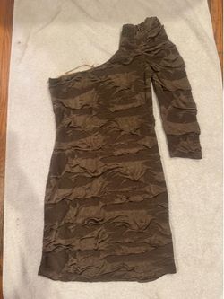 One shoulder brown dress