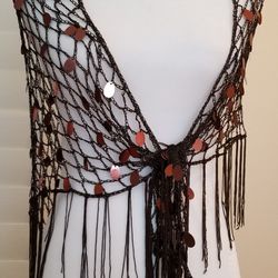 Brown Sequined Shawl