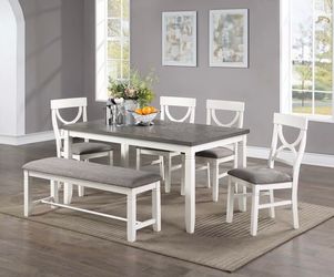 Dining table set with bench