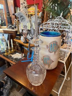 Vintage crystal decanter and topper large large