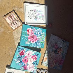 : Floral Wall Art + Decorative Clock Bundle (7 pcs)