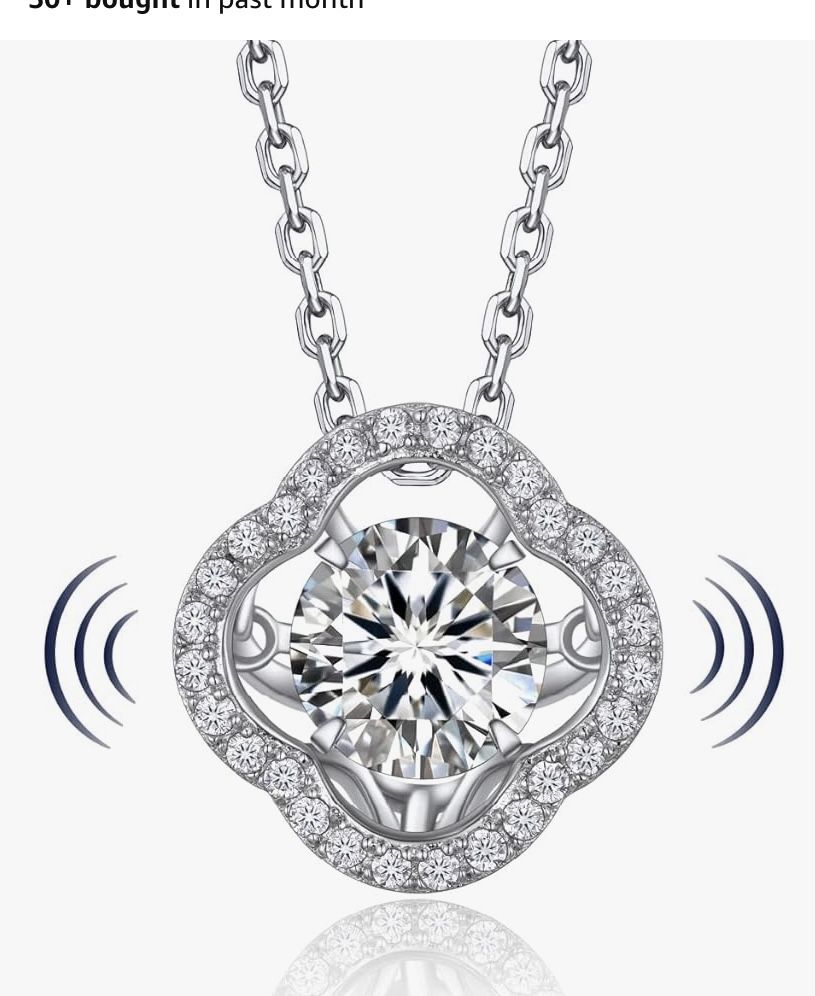 MomentWish Necklace for Women, Sparkling Gift for Her, 1Carat Moissanite Heart Pendent for Her, 925 Sterling Silver Dance Necklace for Anniversary Chr