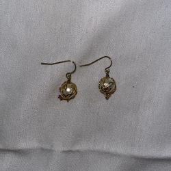 Plated Gold Pearl Earrings