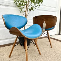 Blue Mid-Century Modern Chairs – Set of 2 (Eames-Inspired) 