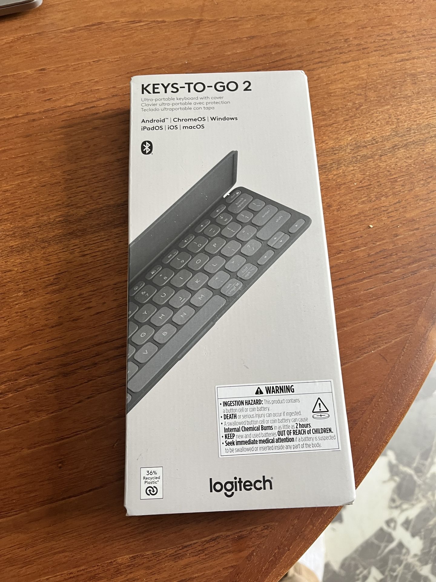 Logitech Keys-to-GO 2 Portable Wireless iPad Keyboard with Built-in Cover, Slim and Compact Bluetooth Keyboard for iPad, iPhone, Mac, and Apple TV, Ea