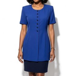 Virgo II Vintage 80s Royal Blue Layered Midi Dress Shoulder Pads 10