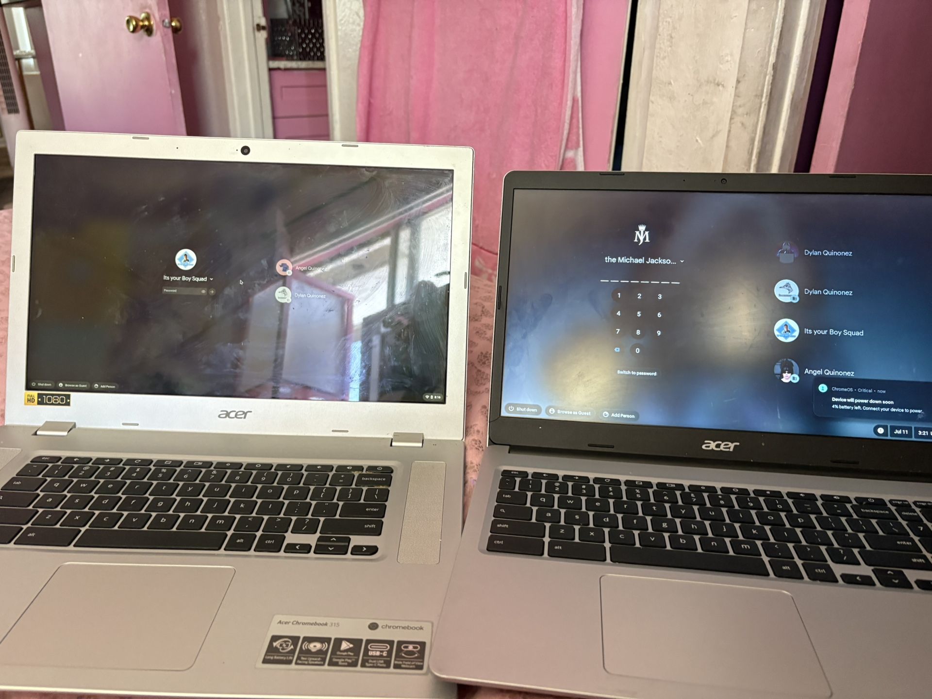 Two Acer Chromebooks