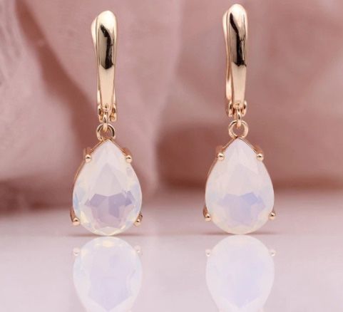 585 Rose Gold Natural Moonstone Earring