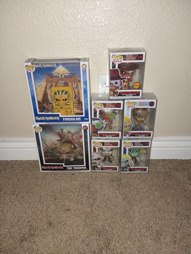 Funko Pop Lot Iron Maiden Chase Bundle With Protectors