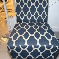Navy and Cream Accent Chair with Geometric Pattern