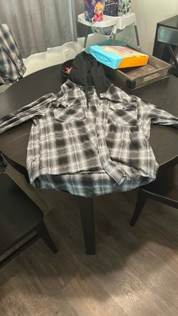 Black And white hooded Flannel
