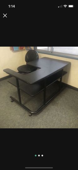 Black Wooden Desk With Metal Frame