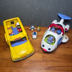 Fisher Price Little People Bundle School Bus Airplane + 12 Figures